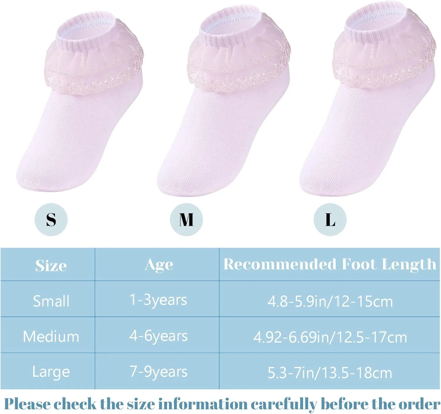 3 Pairs Girls Ruffle Socks White Frilly Lace Ankle Socks with Faux Pearl for Girls Toddler Daily Dress