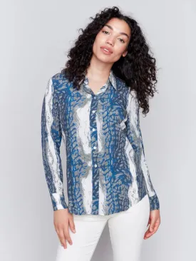 Abstract Long Sleeve Blouse