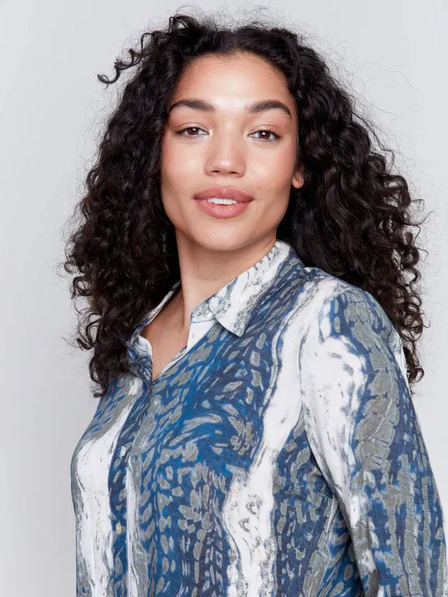 Abstract Long Sleeve Blouse