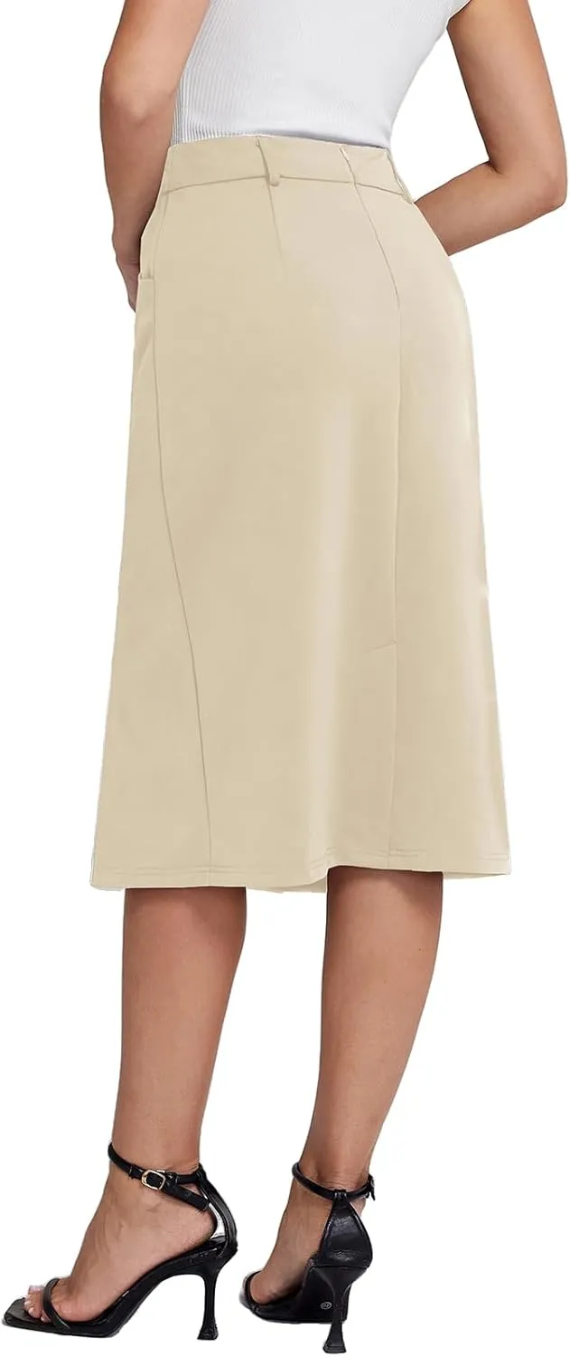 Belle Poque Women Pencil Skirt High Waisted Midi Pencil Skirt with Pockets