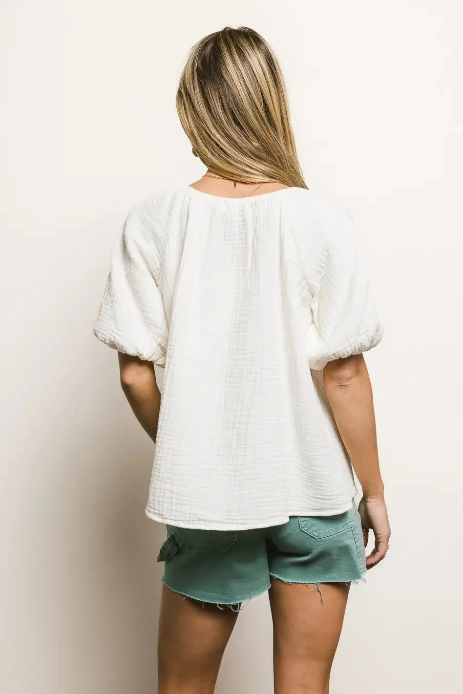 Blakely Button Up Blouse in Cream - FINAL SALE
