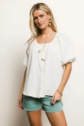 Blakely Button Up Blouse in Cream - FINAL SALE