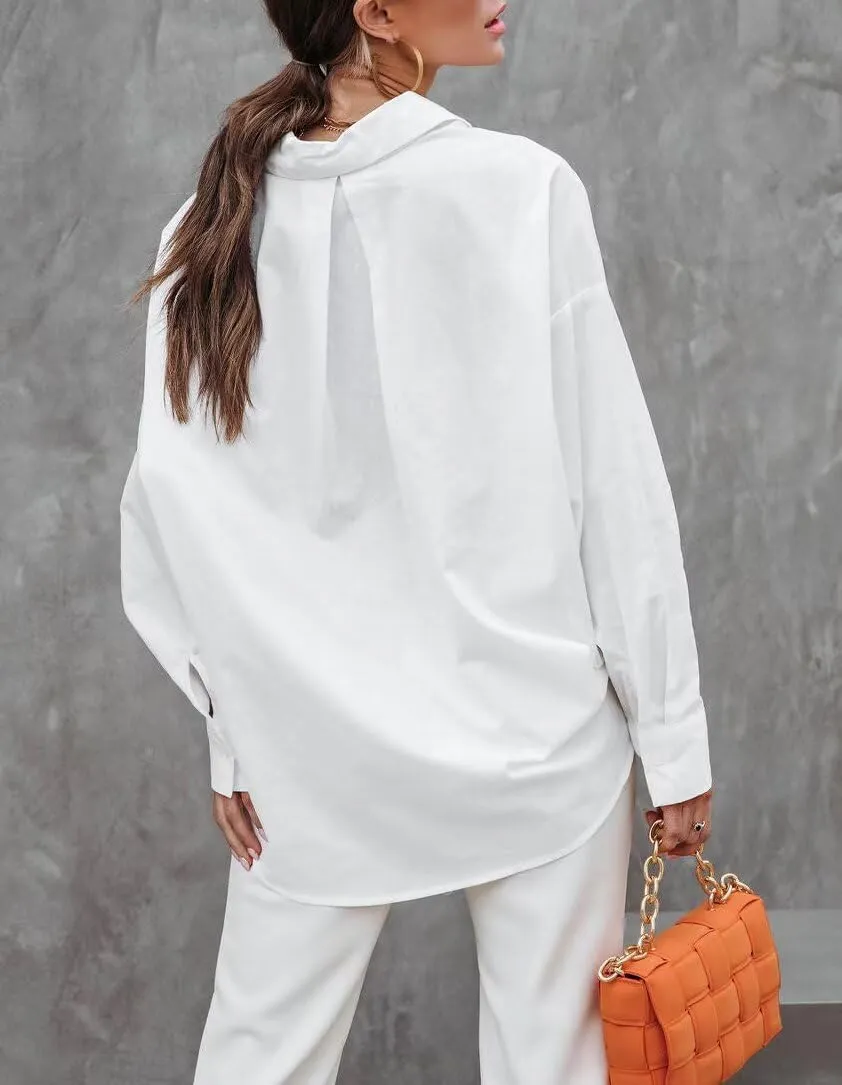 BONITEE Long Sleeve Button Down Shirts for Women 2025 Spring Casual Loose Business Work Blouses Oversized Button Up Tops