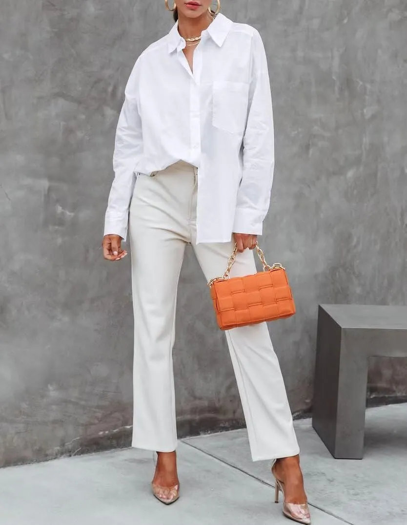 BONITEE Long Sleeve Button Down Shirts for Women 2025 Spring Casual Loose Business Work Blouses Oversized Button Up Tops