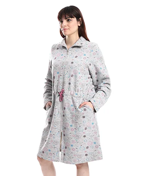 Comfy Coat Women's Winter Zip Dress - Grey