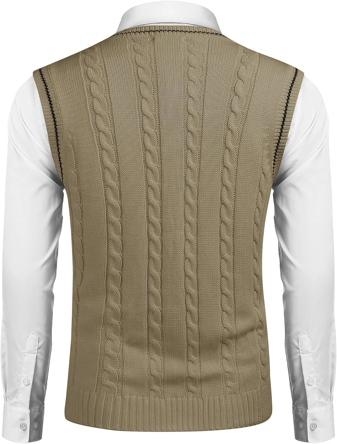 COOFANDY Men's Sweater Vest V Neck Slim Fit Casual Sleeveless Twisted Knitted Pullover Sweater
