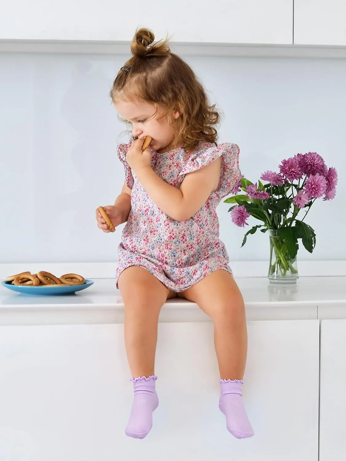 Cooraby 6 Pairs Toddler Anti Slip Non Skid Socks Baby Little Girls Frilly Ruffle Socks Cute Cotton Dress Sock 6M-6Y