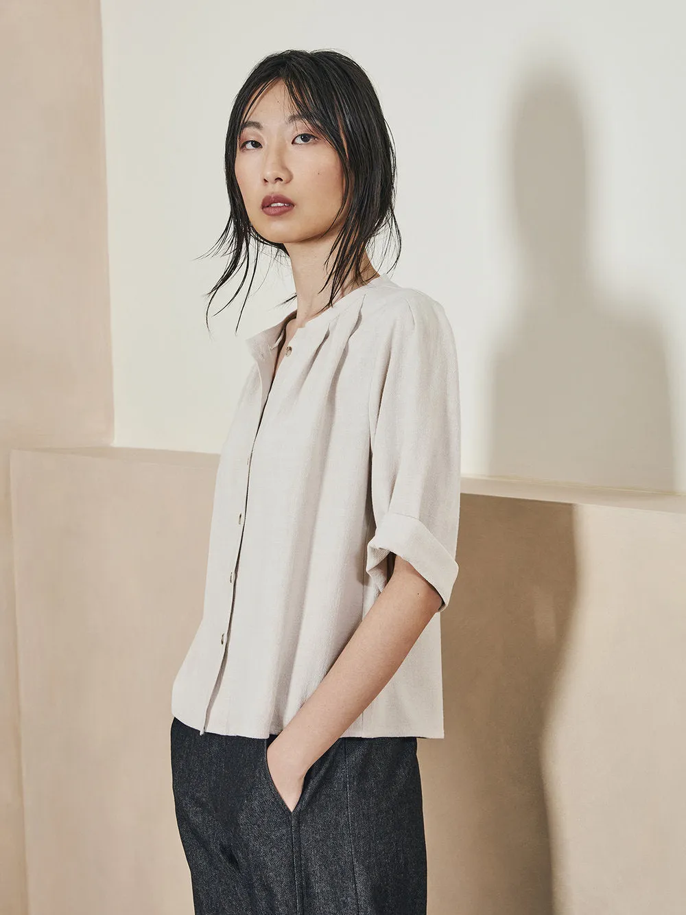 Darcy Button-Up Shirt in Chalk