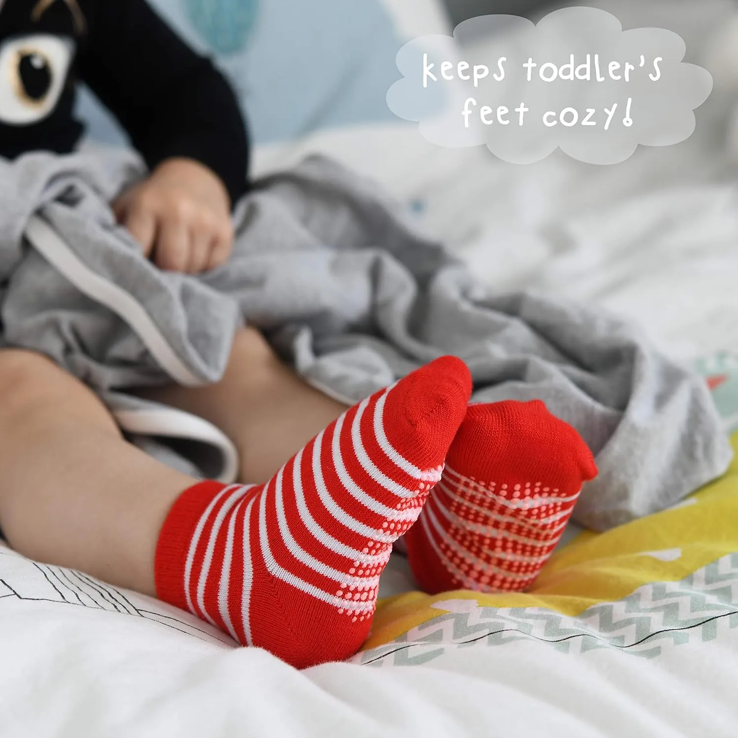 Debra Weitzner Toddler Socks With Grips - 12 Pack Ankle Cotton Grip Socks for Baby Boys Girls Infant's and Kids 6-M - 5 years