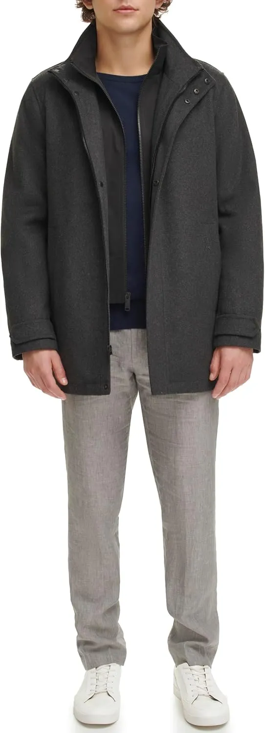 Dockers Men's Wool Melton Two Pocket Full Length Duffle Coat