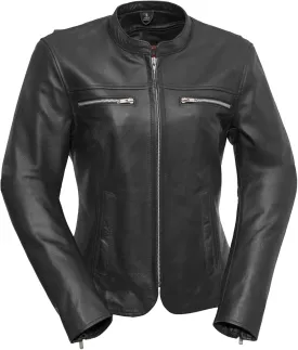 First Mfg Co - Roxy - Women's Motorcycle Biker Riding Black Leather Jacket