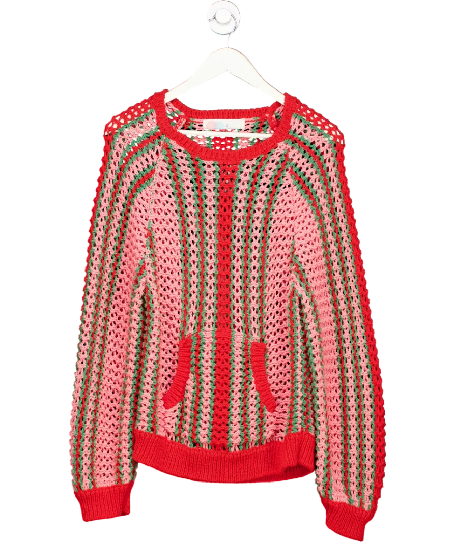 Free People Red Crochet Pullover Sweater Top UK M
