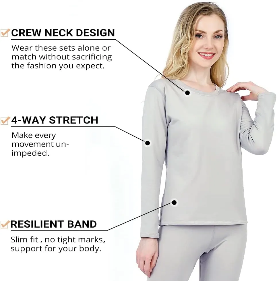 HEROBIKER Thermal Underwear Women Ultra-Soft Set Base Layer Top & Bottom Long Johns with Fleece Lined Winter Warm