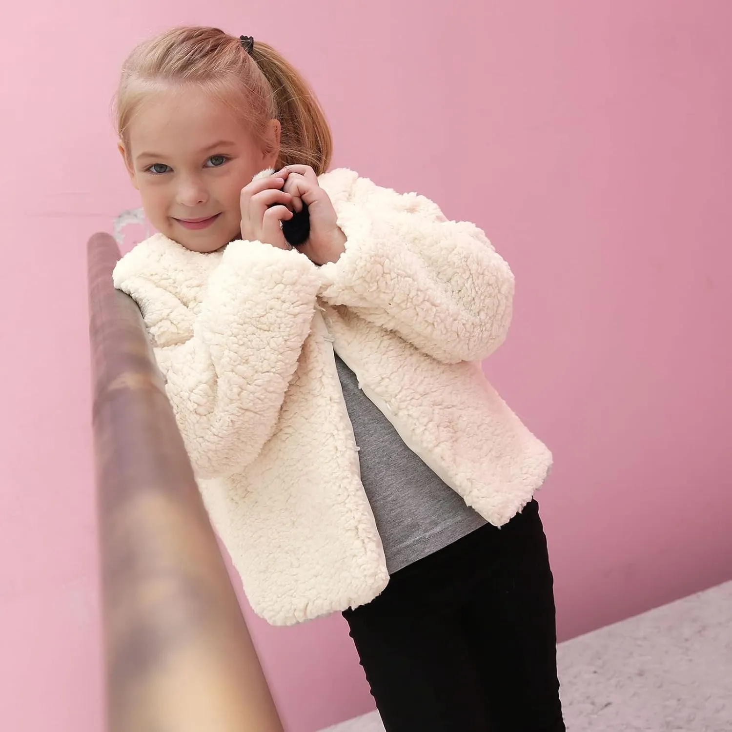 Kids Baby Girls Winter Warm Faux Fur Fleece Coat Jacket Warm Outwear Thicken Pocket Baby Girl Clothes Outfit