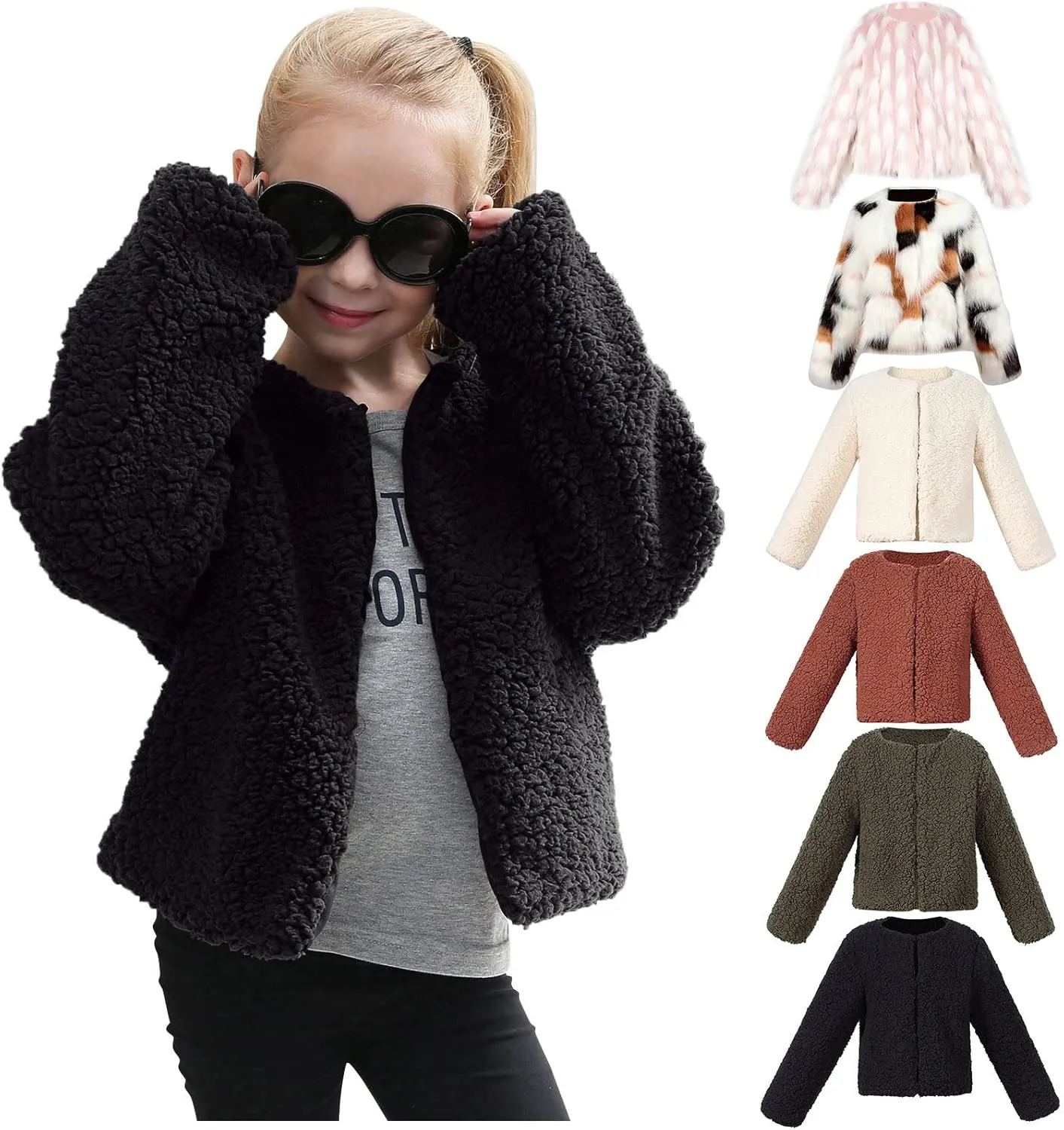 Kids Baby Girls Winter Warm Faux Fur Fleece Coat Jacket Warm Outwear Thicken Pocket Baby Girl Clothes Outfit