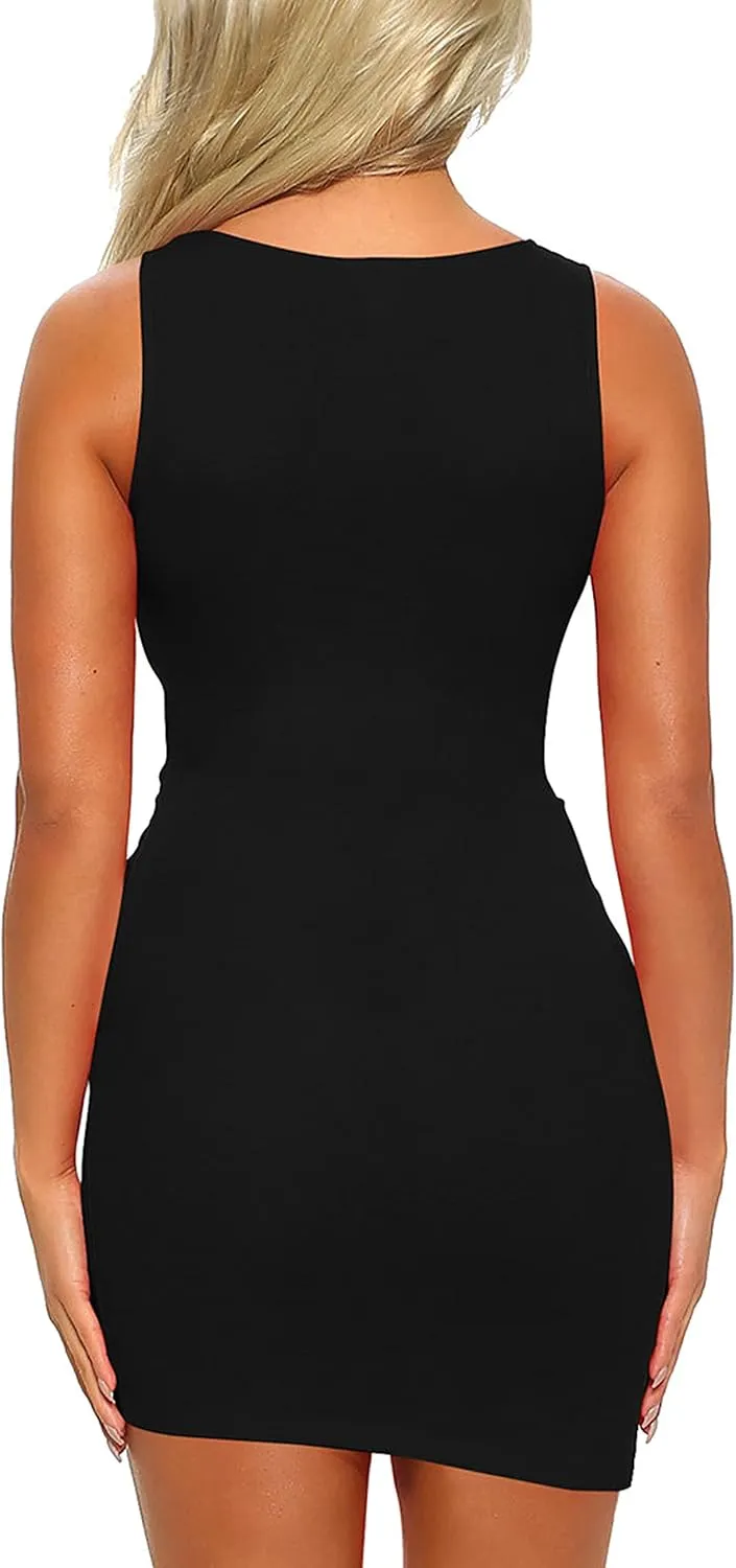 Mizoci Women's Casual Sleeveless Ruched Cocktail Party Dresses Bodycon Mini Sexy Club Dress