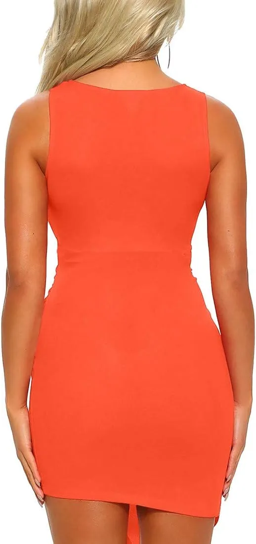 Mizoci Women's Casual Sleeveless Ruched Cocktail Party Dresses Bodycon Mini Sexy Club Dress
