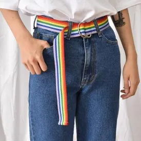 Rainbow Stripes Canvas Easy Belt