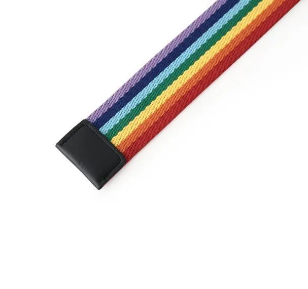 Rainbow Stripes Canvas Easy Belt