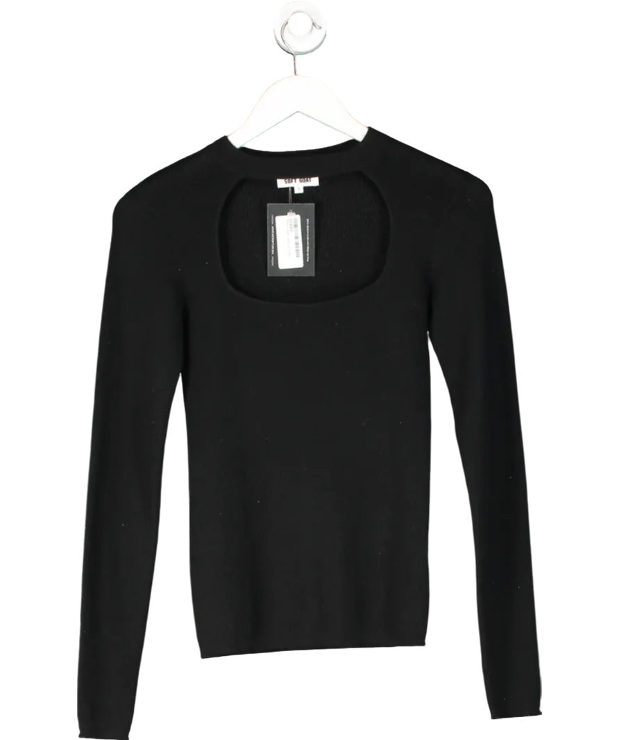 Soft Goat Black Cashmere Cut Out Top UK S