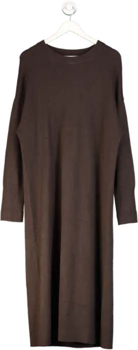 Soft Goat Brown 100%  Cashmere Maxi Jumper Dress UK M