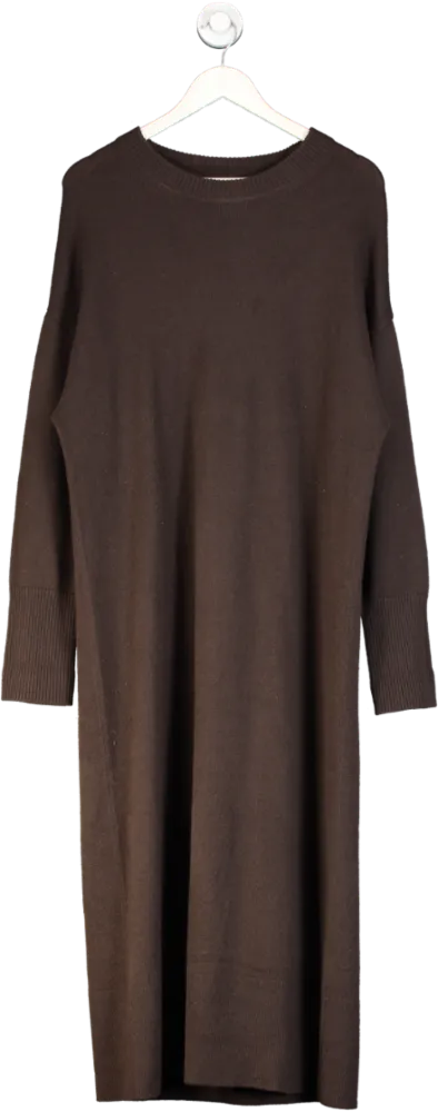 Soft Goat Brown 100%  Cashmere Maxi Jumper Dress UK M