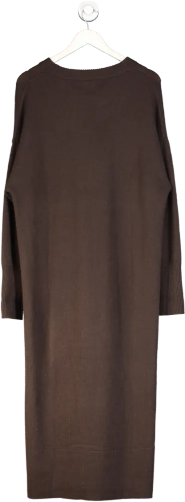 Soft Goat Brown 100%  Cashmere Maxi Jumper Dress UK M
