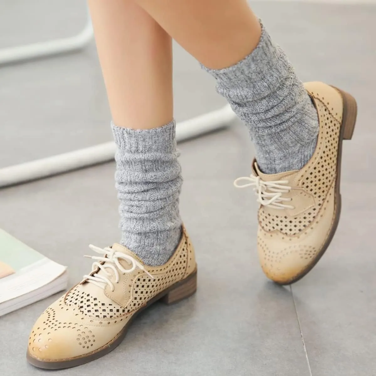 TINTAO 3 Pairs Women Winter Wool Cable Knit Crew Knee High Boot Socks,Size 5-11 W605
