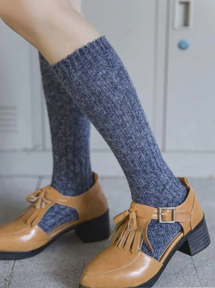 TINTAO 3 Pairs Women Winter Wool Cable Knit Crew Knee High Boot Socks,Size 5-11 W605