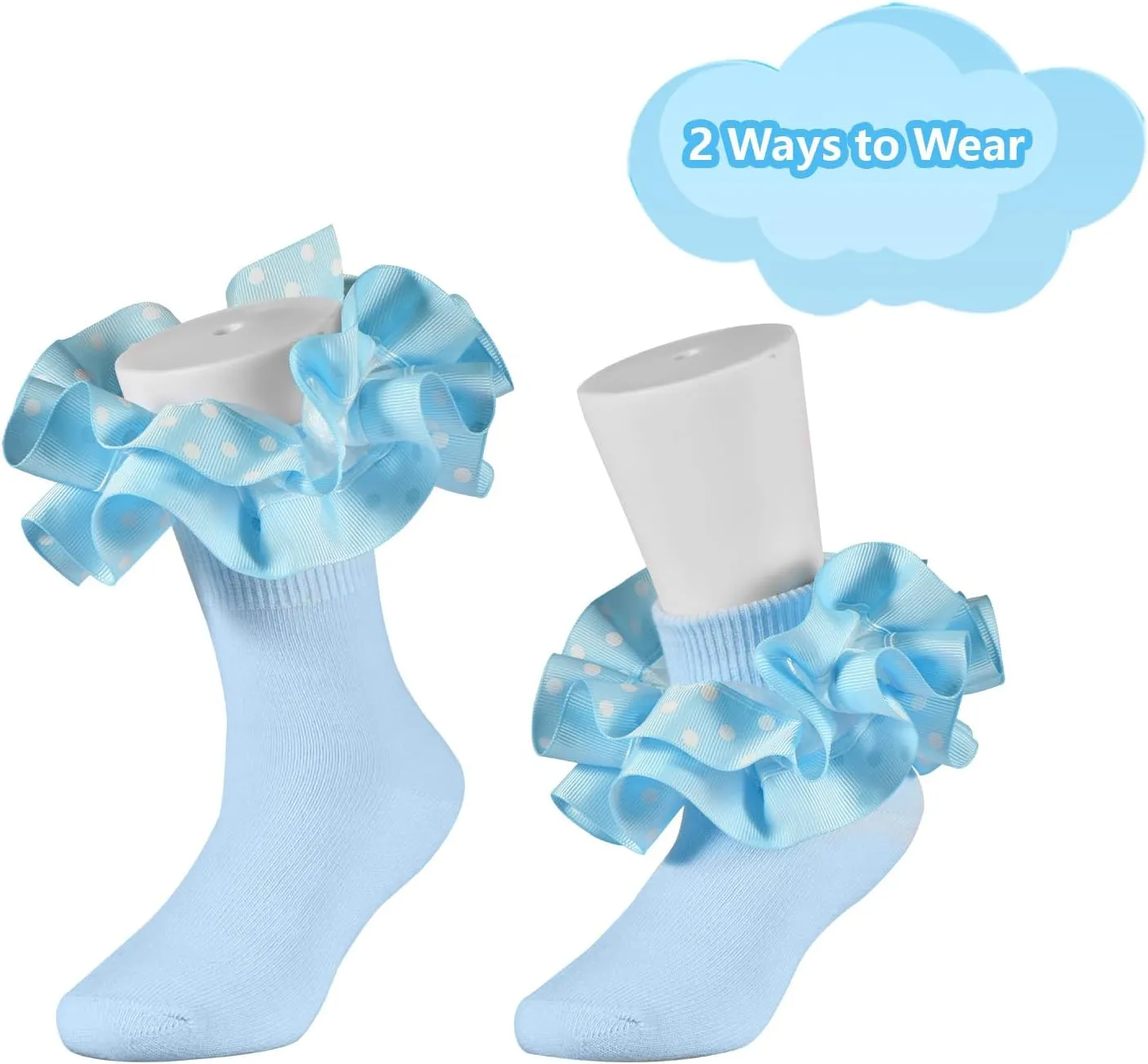 Toddler Lace Ruffle Socks with Cute Snowflake Polka Dot Ruffle Socks for Girls Turn Cuff Frilly Dress Socks