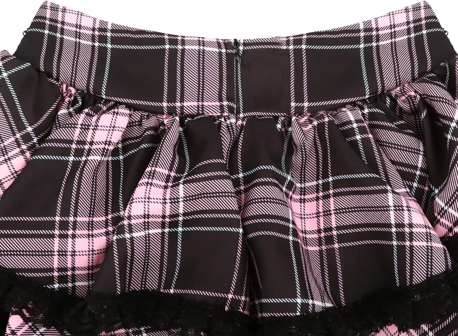 Womens Mini Gothic Skirt Tie Waist Lace Up Double Layered Ruffles Y2k Punk Emo Skirt with Chain