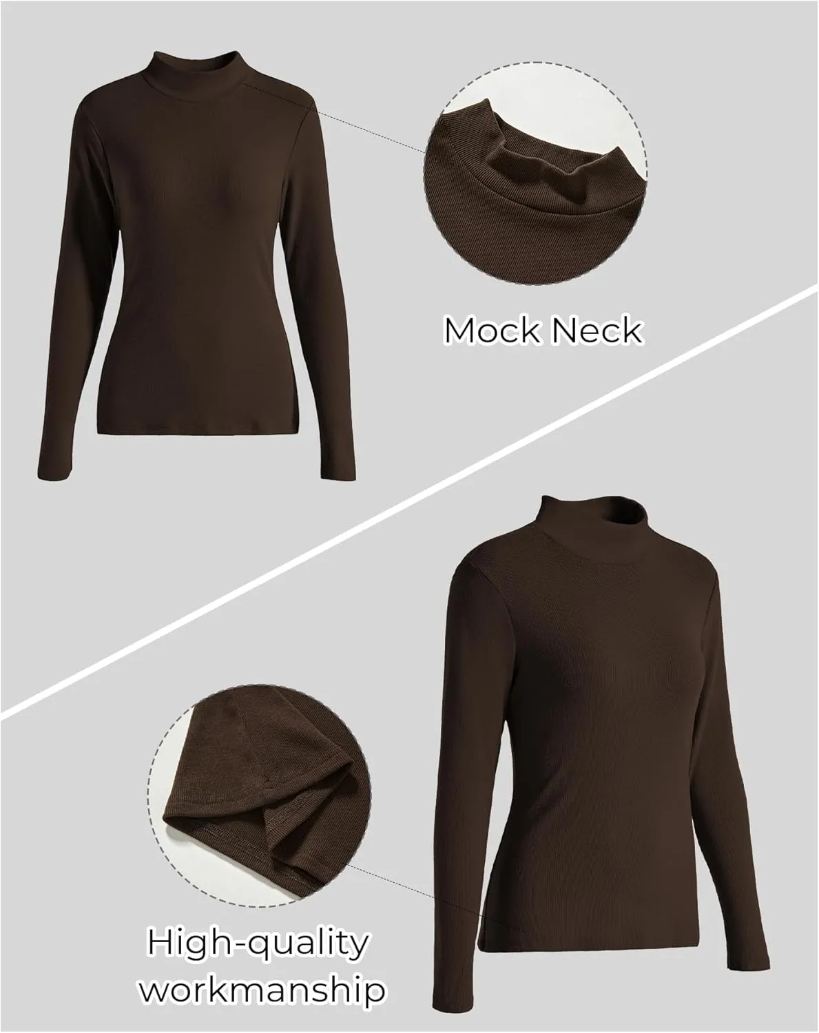 Womens Mock Neck Long Sleeve Shirts Fall Tops Basic Tees 2024 Trendy T-Shirt Undershirt