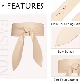 Womens Obi Belt Fashion Leather Wrap Wide Cinch Belt Corset Tie Waistband for Dress