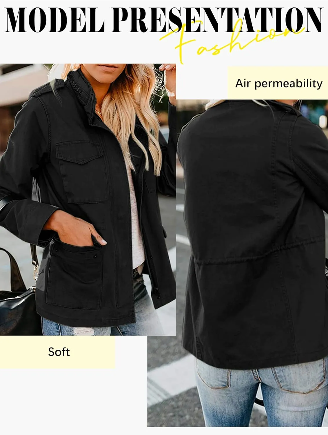 Ytfsrukp Womens Lightweight Cargo Jacket Military Utility Jacket Anorak Outwear Lightweight Utility Jackets with Pockets