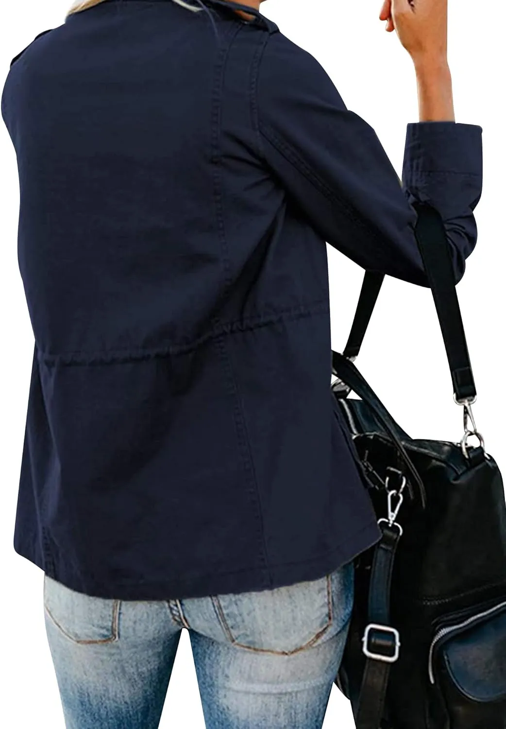 Ytfsrukp Womens Lightweight Cargo Jacket Military Utility Jacket Anorak Outwear Lightweight Utility Jackets with Pockets