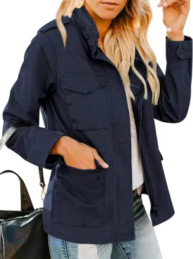 Ytfsrukp Womens Lightweight Cargo Jacket Military Utility Jacket Anorak Outwear Lightweight Utility Jackets with Pockets