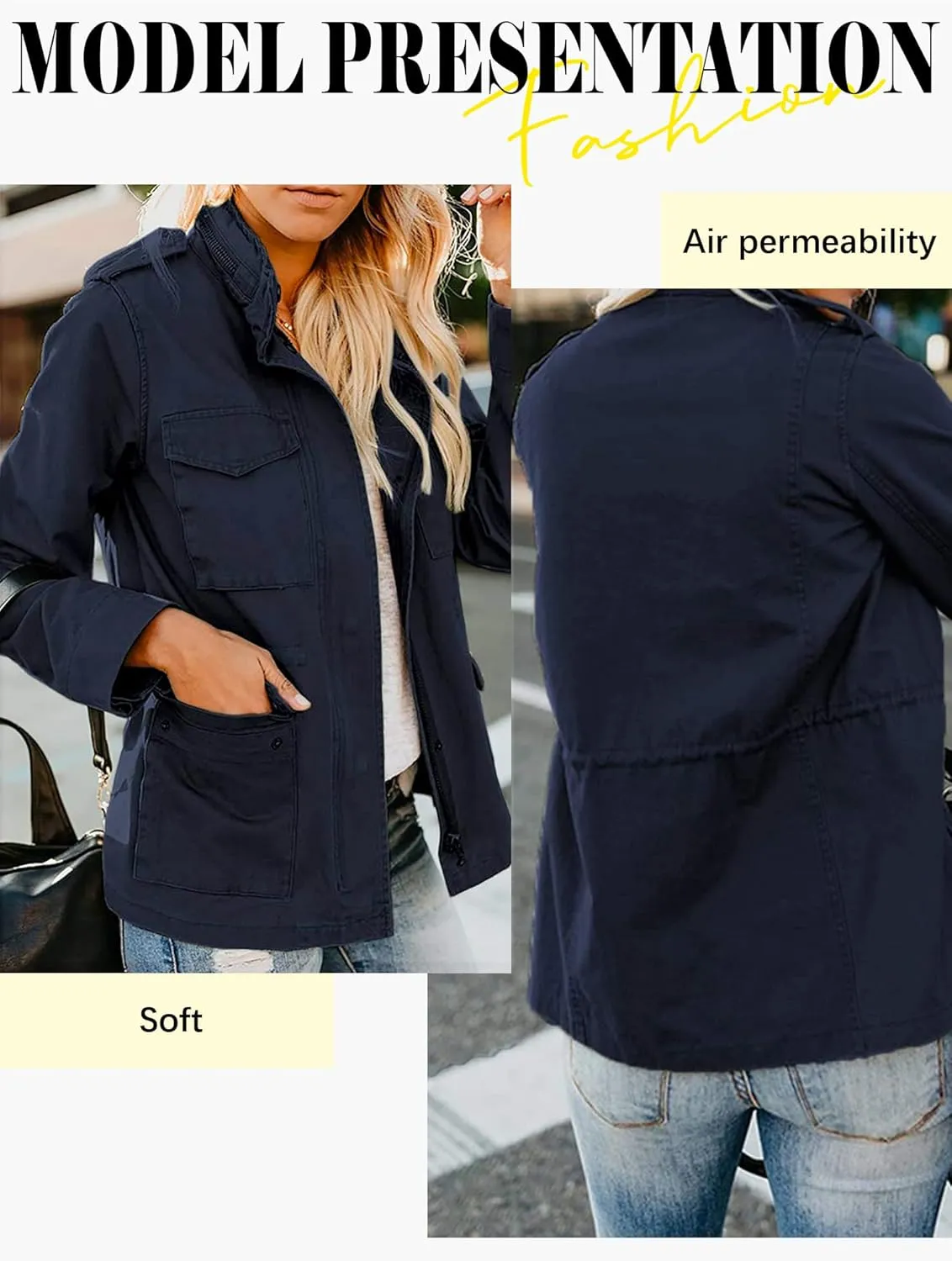 Ytfsrukp Womens Lightweight Cargo Jacket Military Utility Jacket Anorak Outwear Lightweight Utility Jackets with Pockets