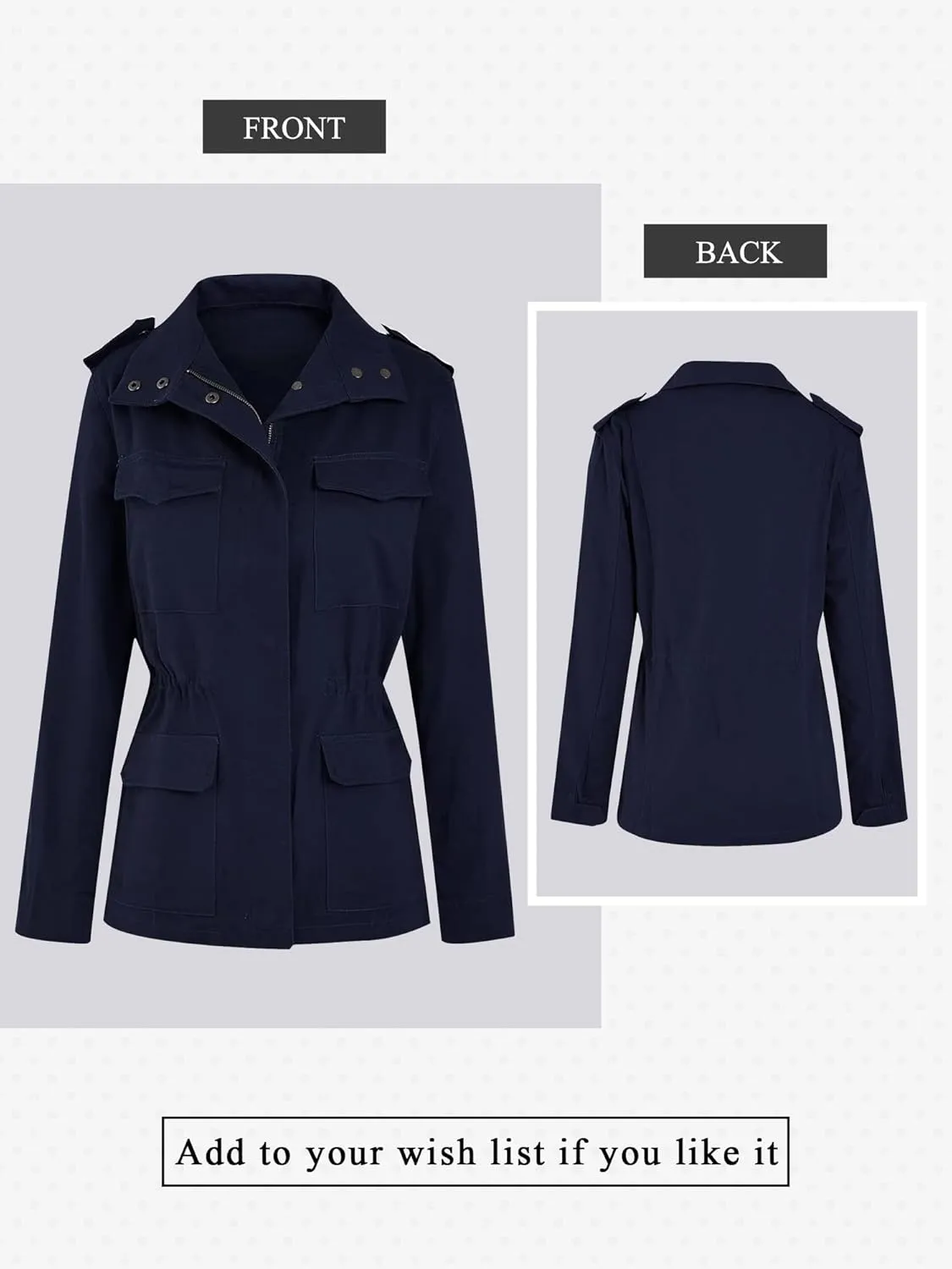 Ytfsrukp Womens Lightweight Cargo Jacket Military Utility Jacket Anorak Outwear Lightweight Utility Jackets with Pockets