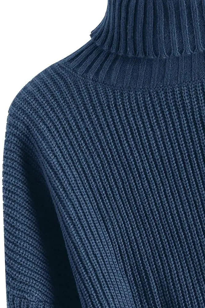 ZAFUL Women's Crew Neck Long Sleeve Pullover Crop Sweater Mock Neck Lantern Sleeve Ribbed Knit Cropped Sweater